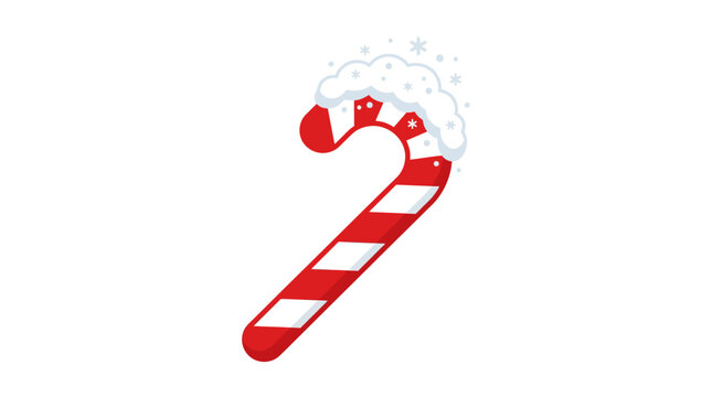 Red and white candy cane with snow cap