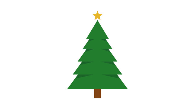 Minimalist green Christmas tree with yellow star top.
