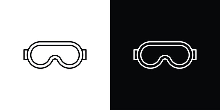 Ski goggles icon line drawings pack