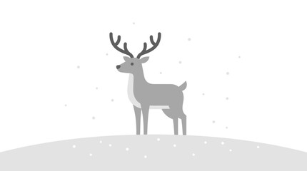 Stylized reindeer standing in a snowy winter landscape. © filterJU