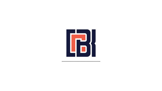 Dark blue and orange letter cb isolated on a transparent background