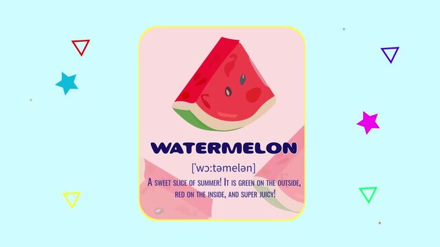 Watermelon Slice Flashcard Animated Motion Graphic