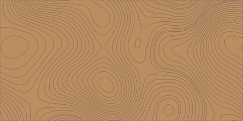 Topographic map contour lines abstract background on a brown kraft paper textured vector pattern for geographic design. Brown topographic contour lines stretching across a solid tan background. © Creative Arts