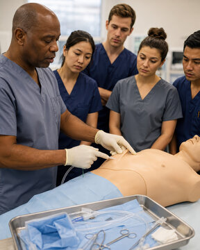 Chest Tube Placement Training on Mannequin