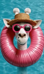 Fototapeta premium Cool llama summer fun portrait