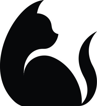 Minimalist black cat silhouette logo design featuring a simple stylized feline shape on a clean white background for modern branding