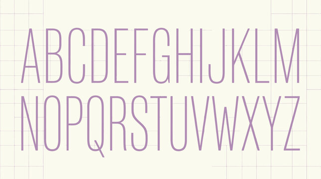 Modern thin tall sans serif font on grid.