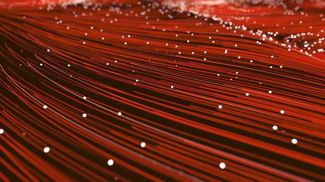 Modern Orange Abstract Wavy Lines with Shimmering Dots