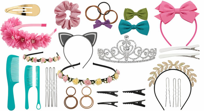 40 Pieces Kids Hair Accessories, Hair Clips, Barrettes, Headbands, Tiaras, Scrunchies, Hair Ties