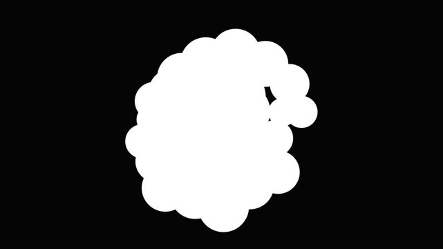 Stylized 2D cartoon explosion animation with orange and yellow bubbles on a black background.
