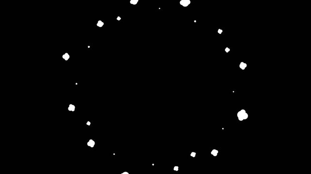 Abstract animation of an orange circle expanding and bursting into white particles.