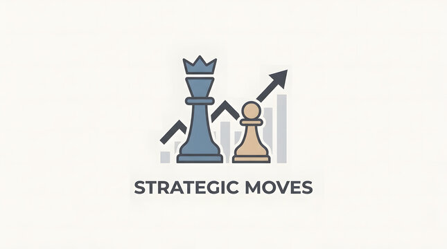 Minimal chess composition illustrating leadership, planning, business growth, and strategic decision making.
