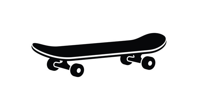 Skateboard Silhouette On White Background Minimalist Graphic Design