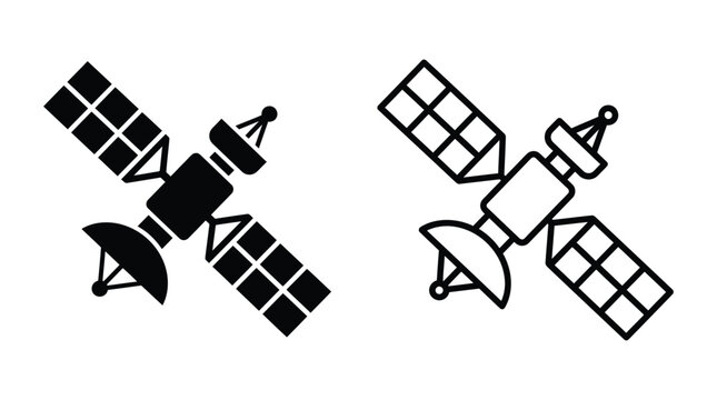 Satellite Icon Black Silhouette On White Background