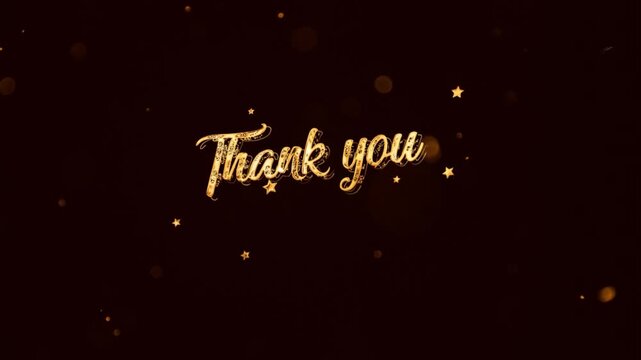 Banner with the inscription Thank you with golden style and fireworks, golden gratitude