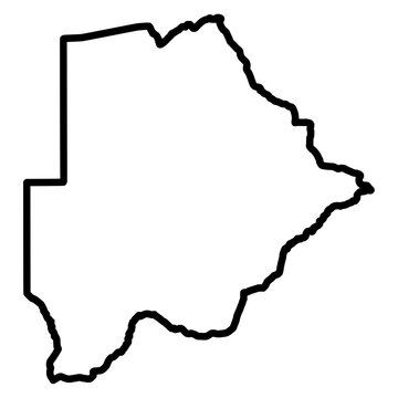 Botswana Bold Stroke Outline Map Country Silhouette Vector