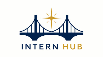 Fototapeta premium Intern Hub bridge logo design with star icon.