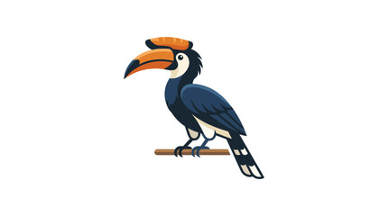 Obraz premium Hornbill Bird Flat Vector Illustration