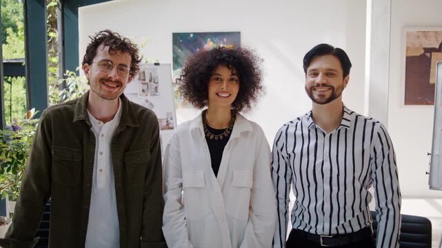 Portrait of architect designers multinational team in office