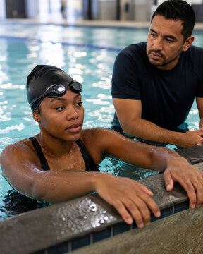 Swimmer Resting After Breath Hold Training