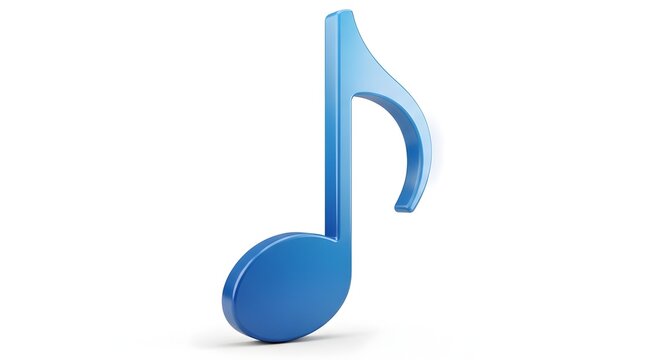 Blue Eighth Note Musical Symbol on White image photo