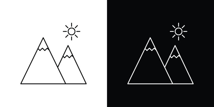 Mountain icon vector graphics set