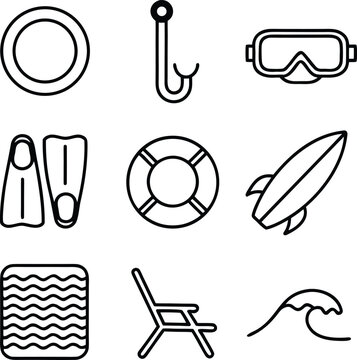Summer Icon Pack &ndash; Tropical Vacation, Beach, Fruits, Drinks and Seasonal Vector Icons