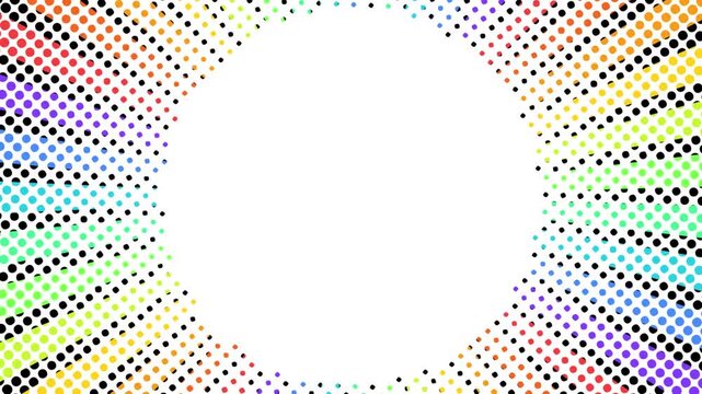 Rainbow Sunburst Pattern with Halftone Dots 4K