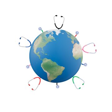 Global Healthcare Coverage Concept with World Globe and Stethoscope