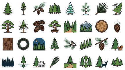 Forest and Tree Icon Set © Lilie