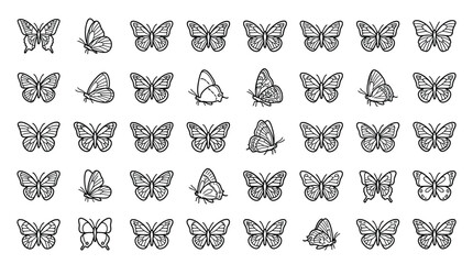 Minimalist Butterfly Line Icon Set © Lilie