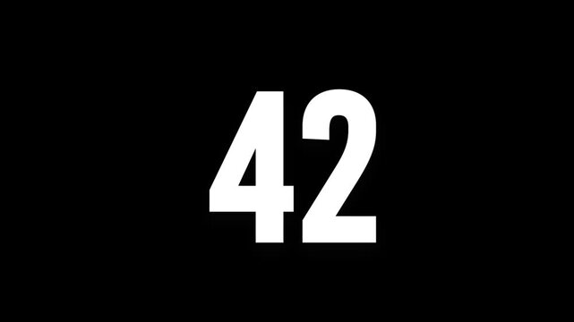 Pixel number 42, number forty two, alpha channel, alphabet and letters in pixel style with a transparent background