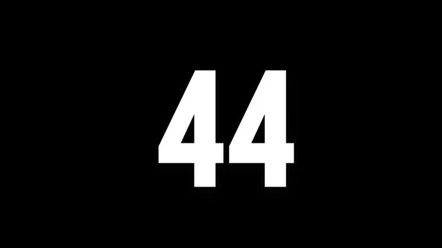 Pixel number 44, number forty four, alpha channel, alphabet and letters in pixel style with a transparent background
