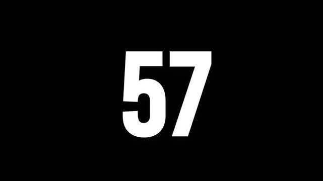 Pixel numeral 57, number fifty seven, alpha channel, alphabet and letters in pixel style with a transparent background
