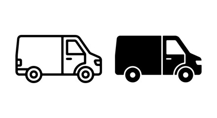 Delivery Van Icons, Cargo Vehicle Silhouettes, Commercial Transport Vector Graphics © VECTOR STORE