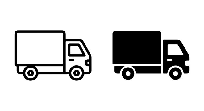 Delivery Truck Icons, Cargo Van Vector Graphics, Logistics Transport Symbols, Shipping Vehicle Set