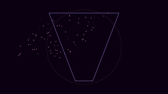 Abstract geometric motion with pulsing neon particles and triangle overlay animation 4k motion neon