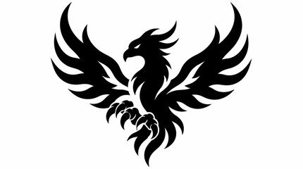 Phoenix bird silhouette mascot logo wings spread. © amaliaanida