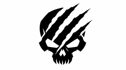 Claw marked skull silhouette mascot logo emblem. © amaliaanida