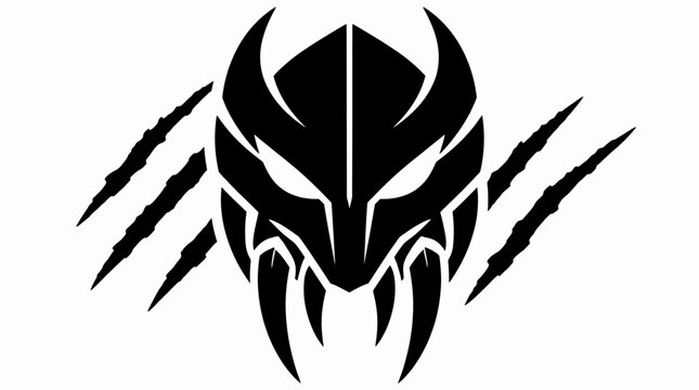 Tribal predator mask mascot with claw marks.