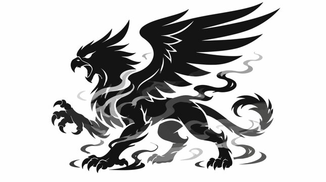 Smoky shadow griffin silhouette with wispy tail details.