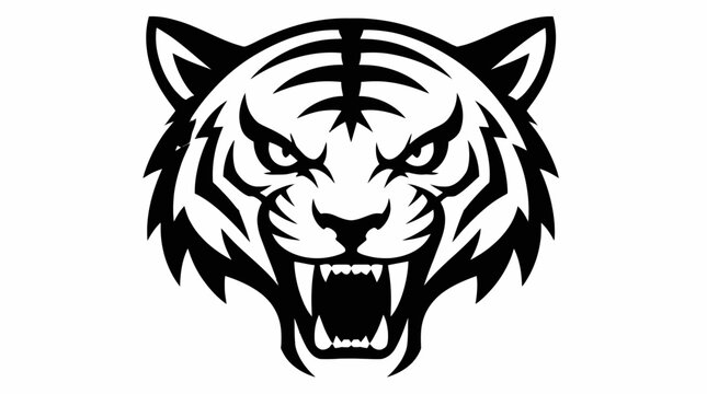 Roaring tiger head frontal mascot graphic