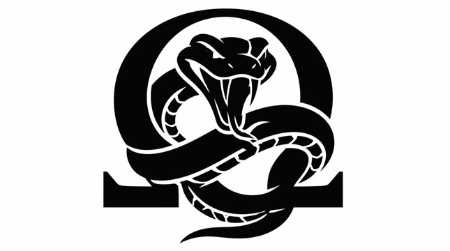 Snake coiled around omega symbol mascot logo.