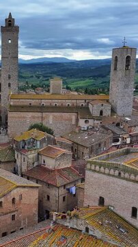 San Gimignano Medieval Tower Cityscape Tuscany Hills