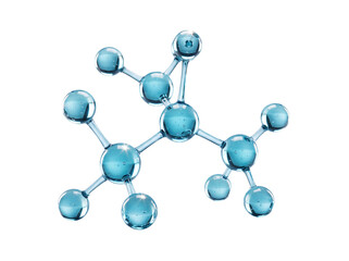 Obraz premium Transparent Cyan Glass Molecule Isolated on Transparent Background