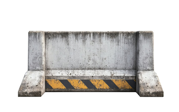 A rugged and weathered concrete jersey barrier featuring high visibility hazard stripes for traffic control and construction site delineation&nbsp;