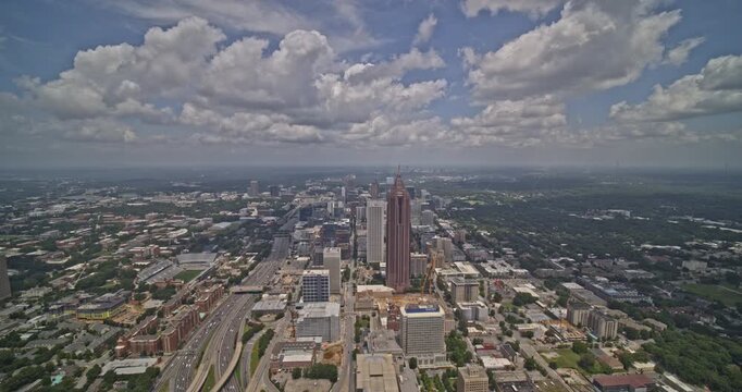 Atlanta Georgia Aerial v647 birdseye wide angle shot of skyscrapers, bank and panorama - DJI Inspire 2, X7, 6k - August 2020