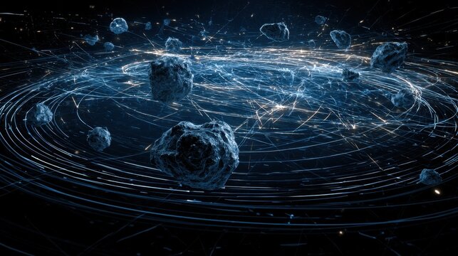 Cosmic Dust and Meteoroids Orbit a Galactic Core of Light Swirls