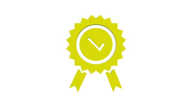 Animated green quality mark. Approved or certified icon in a flat design. Vector illustration isolated on white background.