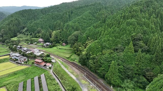 Evening Train at Nagi Station in Okayama, Japan